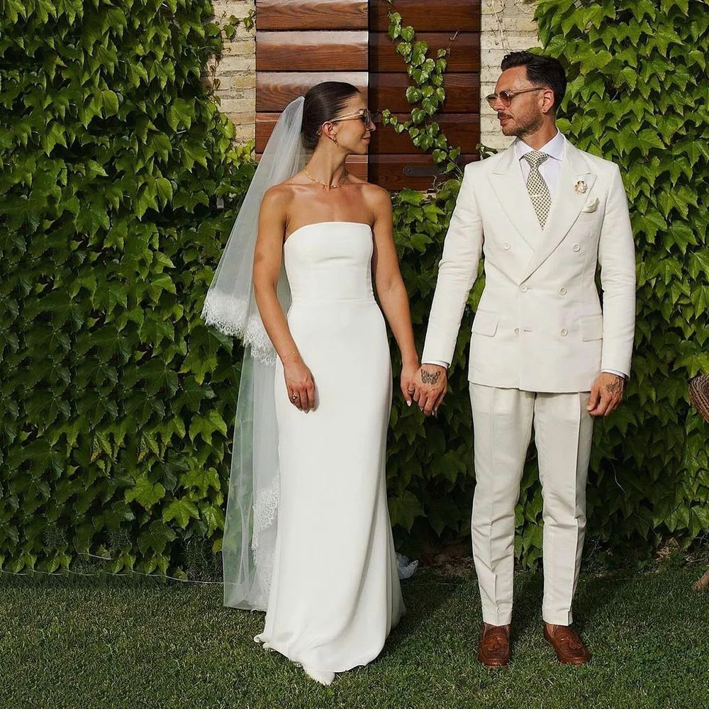 Simple Wedding Dresses Strapless Detachable Sleeves Vintage Wedding Gowns Brides Reception Dress
Simple Wedding Dresses Strapless Detachable Sleeves Vintage Wedding Gowns Brides Reception Dress