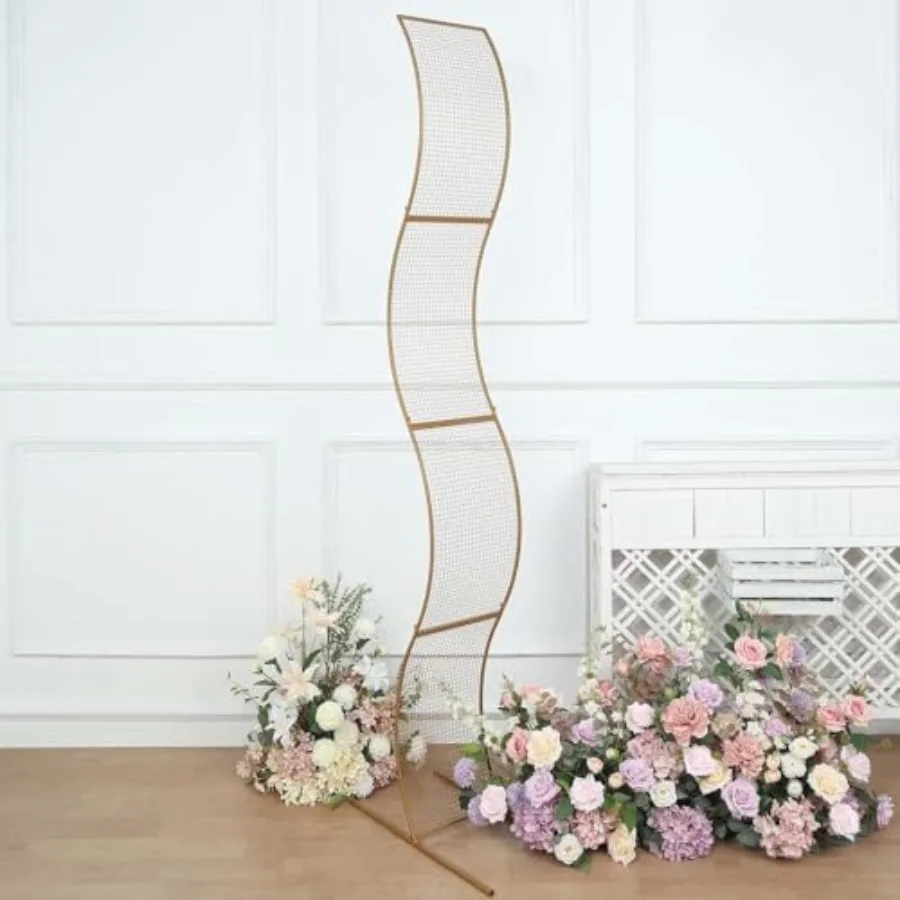 Efavormart 7ft Gold Metal Lattice Grid Design Wavy Flower Frame Backdrop Stand, S-Shaped Wedding Arch Aisle Display Decoration
Efavormart 7ft Gold Metal Lattice Grid Design Wavy Flower Frame Backdrop Stand, S-Shaped Wedding Arch Aisle Display Decoration