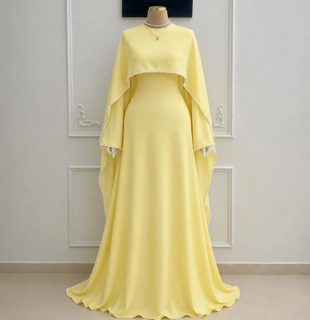 Customized Classic O-Neck Long Shawl Saudi Arabian Formal Evening Dress A-line Floor-length Party Gown for Wedding Guest
Customized Classic O-Neck Long Shawl Saudi Arabian Formal Evening Dress A-line Floor-length Party Gown for Wedding Guest
