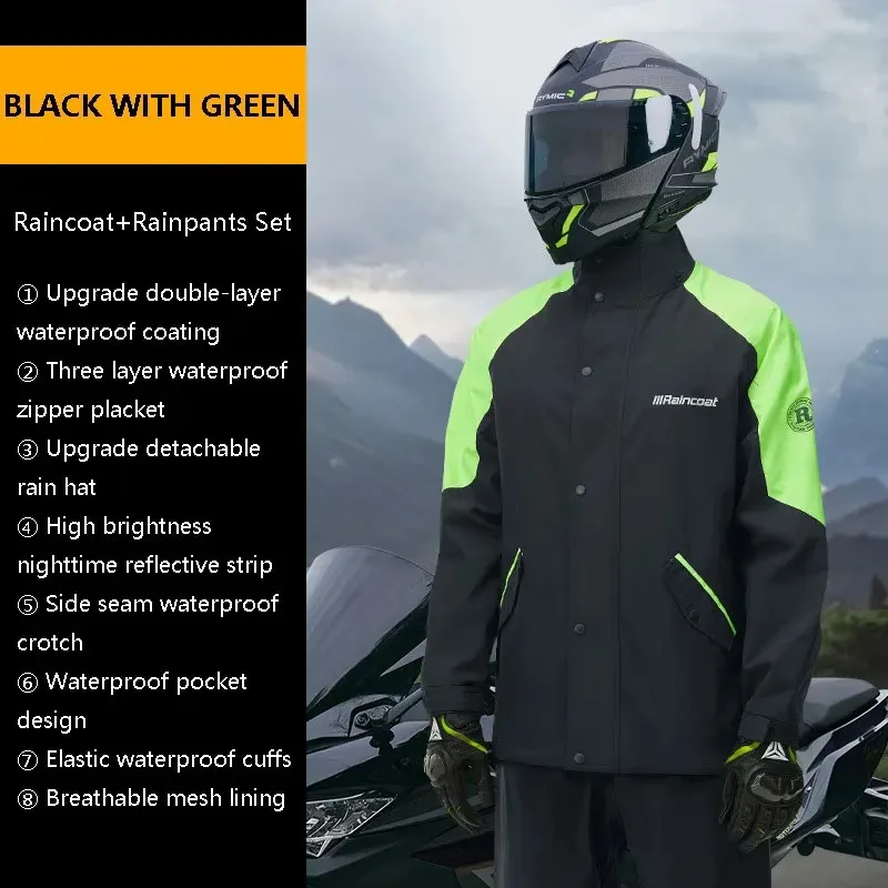 Rainproof Breathable Unisex Motorcycle Rain Gear Scratch Resistant and Wear Resistant Night Reflective Jacket and Pants Set
Rainproof Breathable Unisex Motorcycle Rain Gear Scratch Resistant and Wear Resistant Night Reflective Jacket and Pants Set