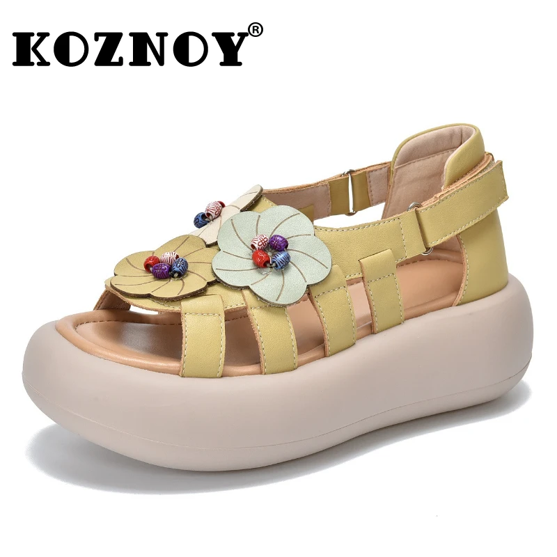 Koznoy/женские сандалии из коровьей кожи высотой 5,5 см, тапочки с цветочным узором, туфли Мэри Джейн на плоской подошве с крючками, модная летняя обувь на танкетке
Koznoy/женские сандалии из коровьей кожи высотой 5,5 см, тапочки с цветочным узором, туфли Мэри Джейн на плоской подошве с крючками, модная летняя обувь на танкетке