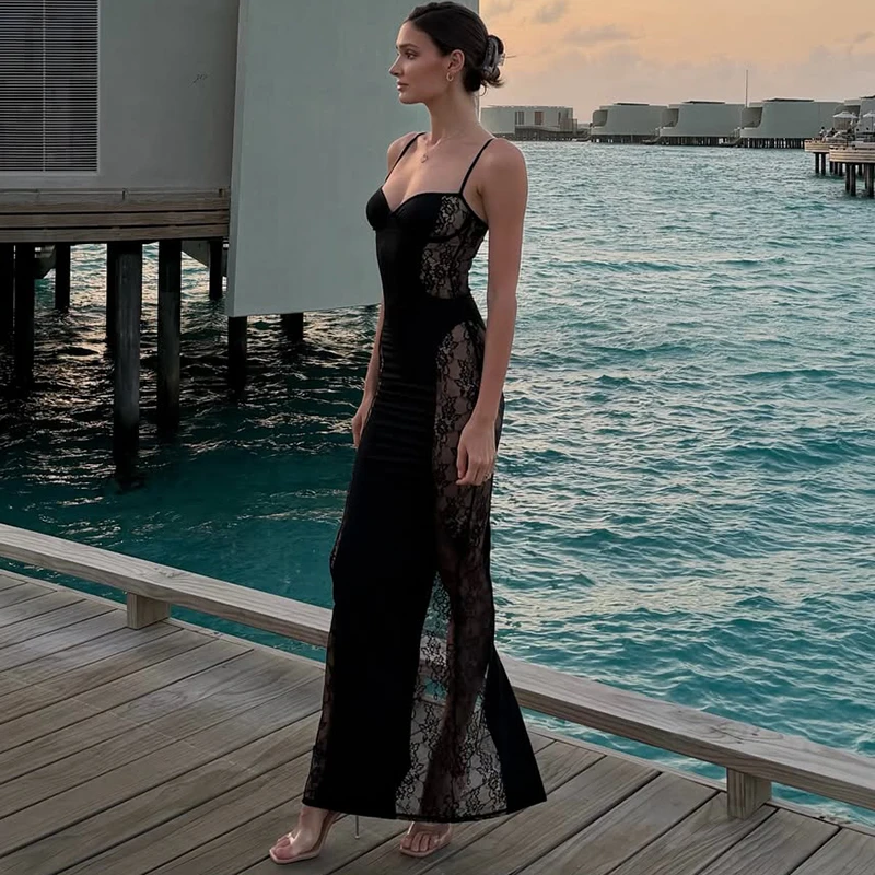 Tornova Sexy Lace Spaghetti Strap Dress For Women See Throught Fashion Splice Maxi Evening Party Dress Elegant Slim Sleeveless
Tornova Sexy Lace Spaghetti Strap Dress For Women See Throught Fashion Splice Maxi Evening Party Dress Elegant Slim Sleeveless