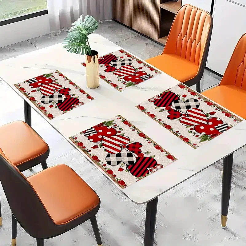 Set of 4 Linen Placemats Set of 4 Red Heart Pattern Washable Table Mats for Dining Table Kitchen Decor
Set of 4 Linen Placemats Set of 4 Red Heart Pattern Washable Table Mats for Dining Table Kitchen Decor