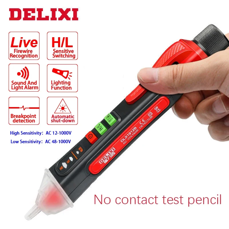 Non Contact Voltage Tester 12-1000V AC Voltage Detector Pen Circuit Tester Electric Indicator Tool with Flashlight Beeper
Non Contact Voltage Tester 12-1000V AC Voltage Detector Pen Circuit Tester Electric Indicator Tool with Flashlight Beeper