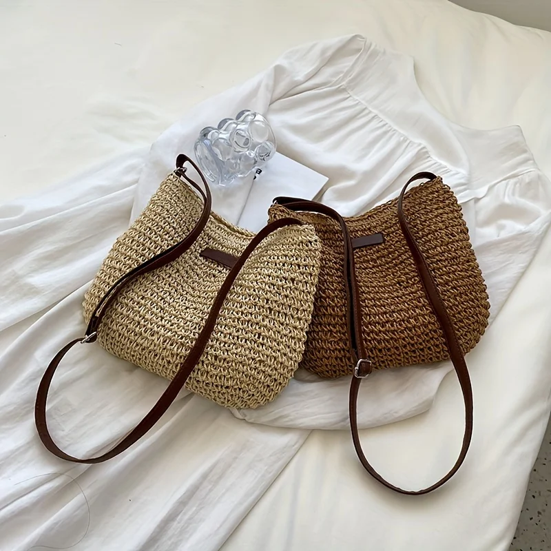 Summer Rattan Crossbody Bags for Women Saddle Straw Woven Shoulder Bag, Handmade Knitted Lady Small Handbags, Vacation Beach Bag
Summer Rattan Crossbody Bags for Women Saddle Straw Woven Shoulder Bag, Handmade Knitted Lady Small Handbags, Vacation Beach Bag