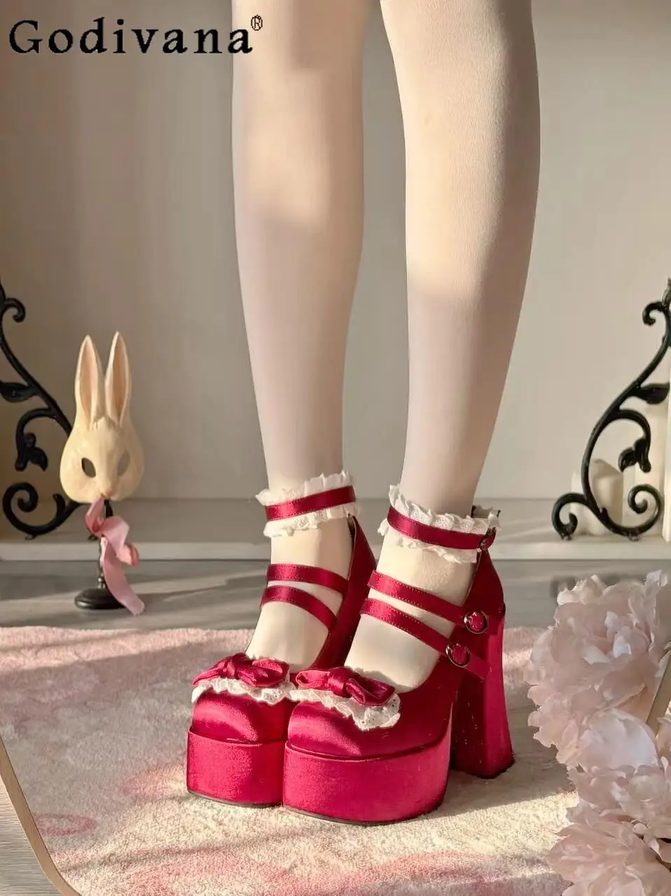 2025 New Pink Sweet Girls Lace Bow High Heels Rose Red Satin Waterproof Table Thick Heels Mary Jane Women's Single Shoes
2025 New Pink Sweet Girls Lace Bow High Heels Rose Red Satin Waterproof Table Thick Heels Mary Jane Women's Single Shoes