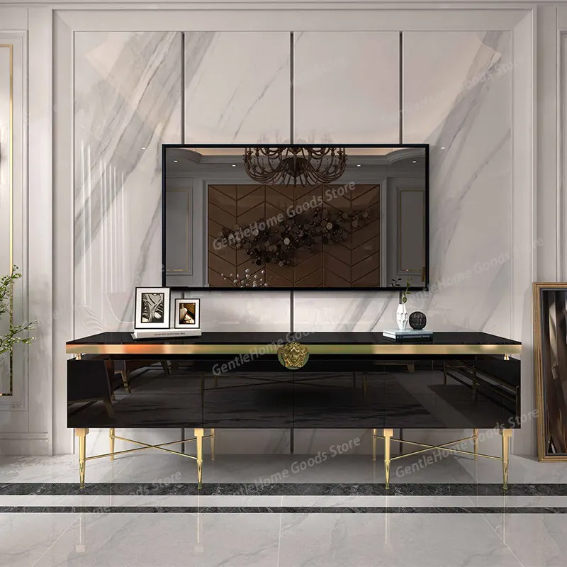 Modern Luxury TV Table with Gold Stainless Steel Base & Storage Black and White Colors Living Room Furniture home
Modern Luxury TV Table with Gold Stainless Steel Base & Storage Black and White Colors Living Room Furniture home