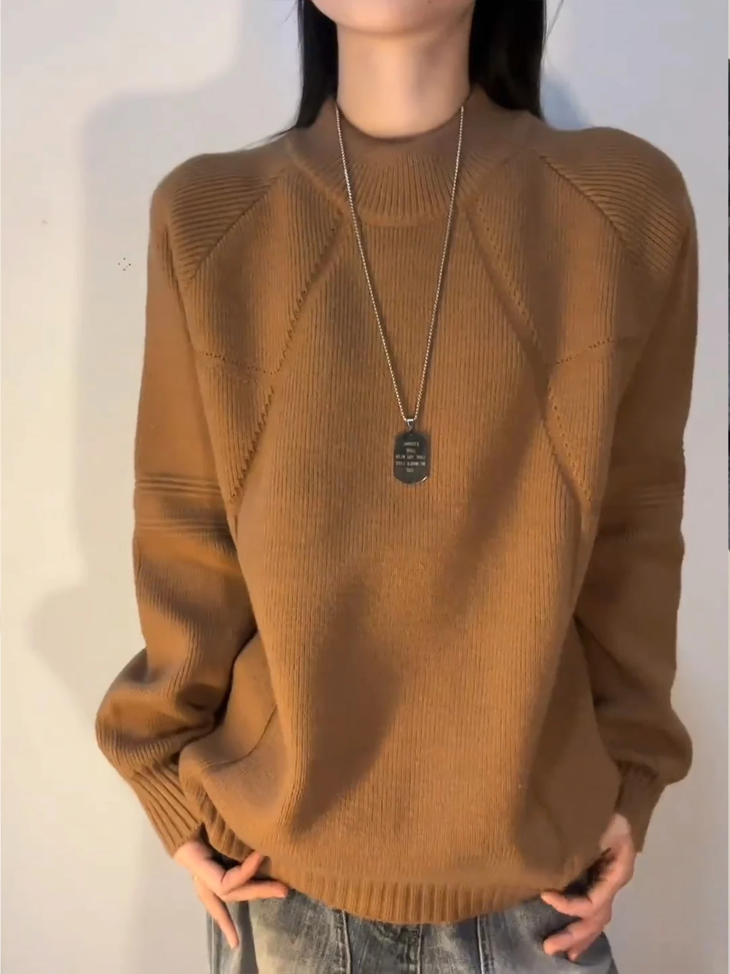 American Retro Loose Knitted Sweater Men's f High Collar Lazy Sle Autumn Outerwear Soft Polyester Fiber Long Sve
American Retro Loose Knitted Sweater Men's f High Collar Lazy Sle Autumn Outerwear Soft Polyester Fiber Long Sve