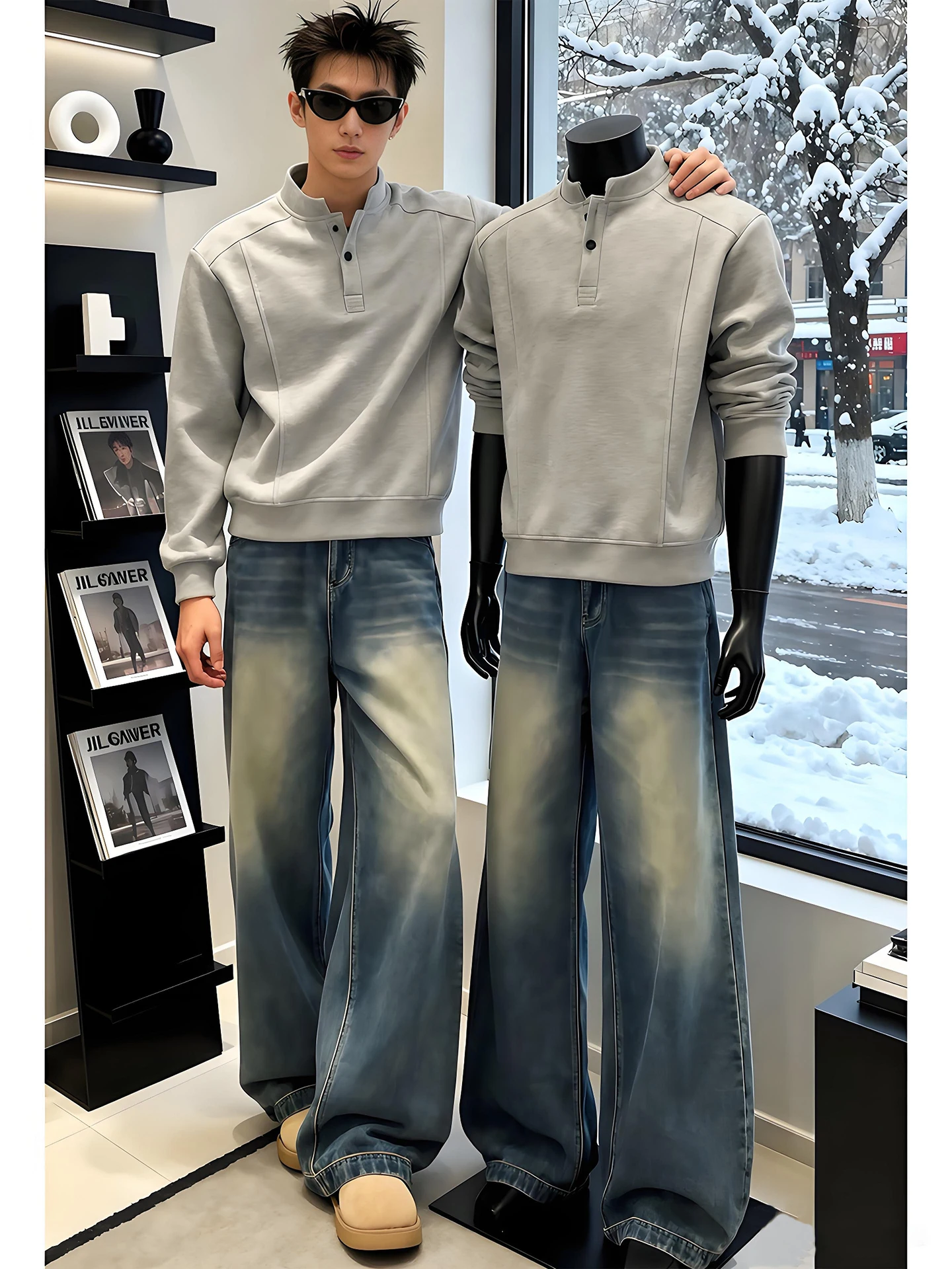 Retro Blue Flared Jeans Men's Autumn Winter American High Street Vibe Fce Lined Loose Slim Straight Leg Jeans
Retro Blue Flared Jeans Men's Autumn Winter American High Street Vibe Fce Lined Loose Slim Straight Leg Jeans