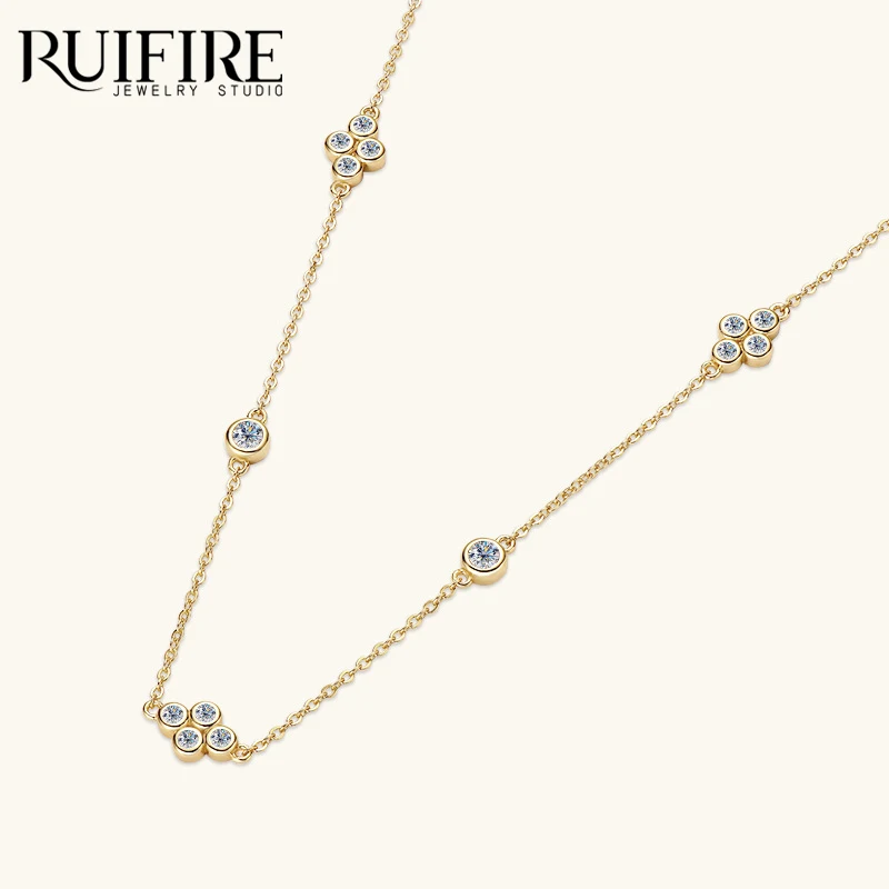 RUIFIRE Moissanite Clover Charm Necklace 14K Gold Plated S925 Sterling Silver Clavicle Chain Necklaces Women Jewelry Gift GRA 
RUIFIRE Moissanite Clover Charm Necklace 14K Gold Plated S925 Sterling Silver Clavicle Chain Necklaces Women Jewelry Gift GRA