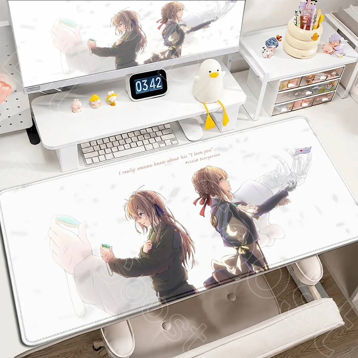 Office Keyboard Mat Anime Violet Evergarden Mouse Pad Large Gaming Computer Accessories Non-slip Desk Mat Table Protector Carpet