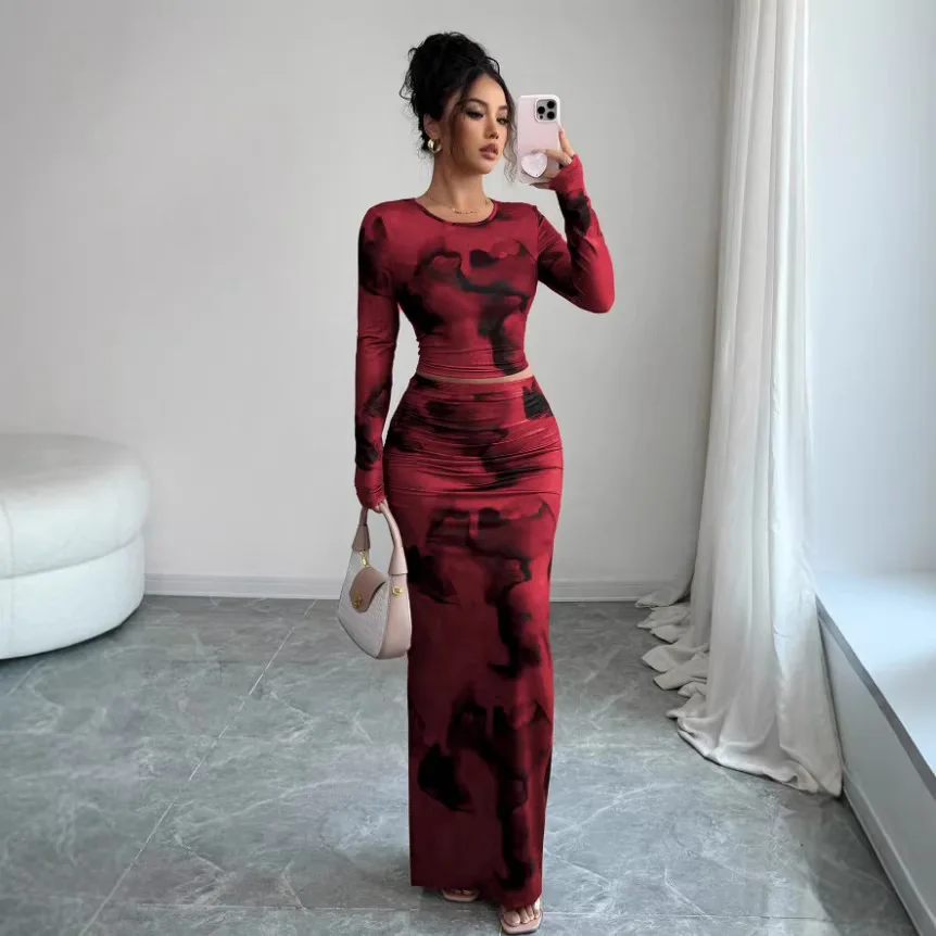2-piece Set For Women: Fashionable Round-neck Elegant Slim-fit Irregular Tie-dye Long-sleeve T-shirt And Slim-fit Skirt Set
2-piece Set For Women: Fashionable Round-neck Elegant Slim-fit Irregular Tie-dye Long-sleeve T-shirt And Slim-fit Skirt Set