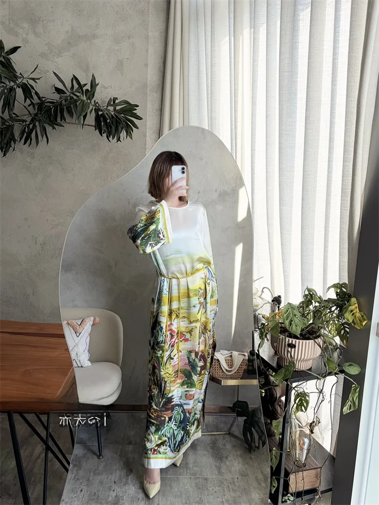 Susan Casual Long Sleeve Jungle Print Maxi Dress with Slit Wedding Guest Dress Silk Material Ladies Loose Fit Fairy Skirt Style
Susan Casual Long Sleeve Jungle Print Maxi Dress with Slit Wedding Guest Dress Silk Material Ladies Loose Fit Fairy Skirt Style