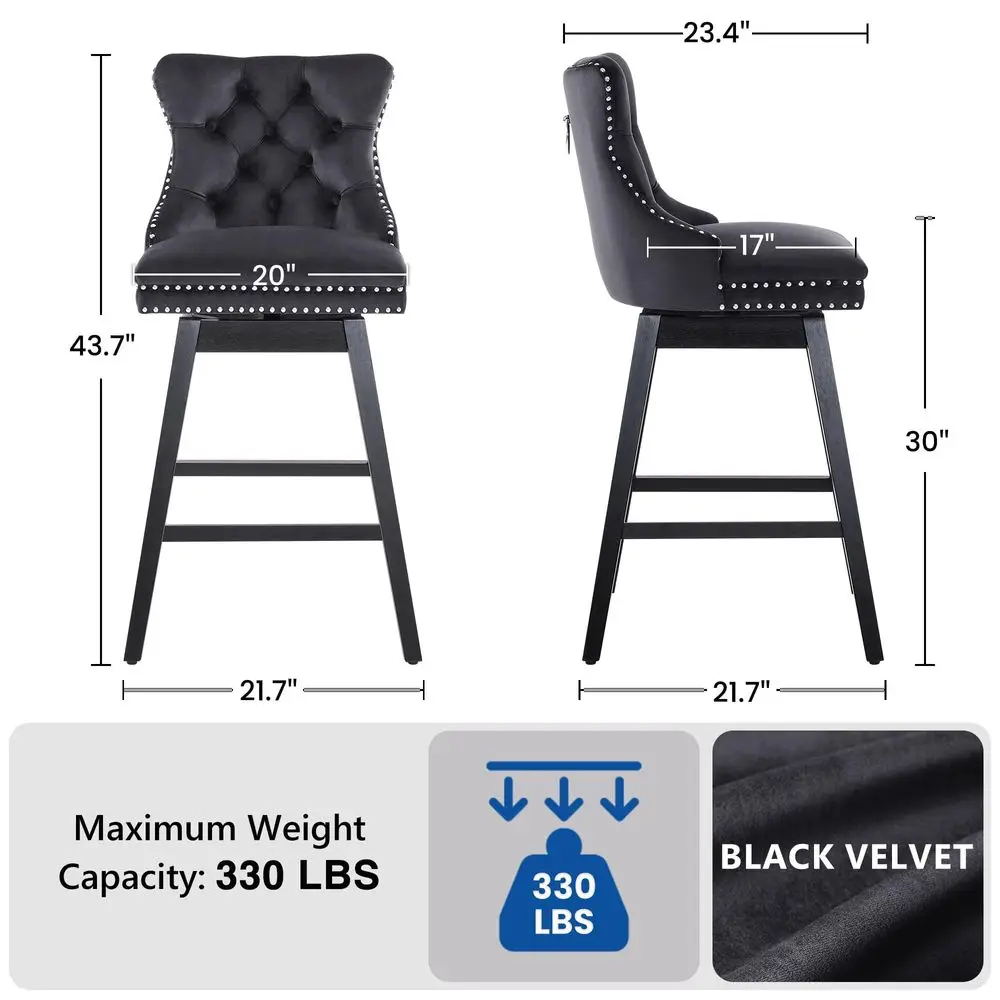 Counter Height Bar Stools Set of 4, Velvet Swivel Bar Stools with Tufted Back, Nailhead Trim amp Wood Footrest, holstered Bar
Counter Height Bar Stools Set of 4, Velvet Swivel Bar Stools with Tufted Back, Nailhead Trim amp Wood Footrest, holstered Bar