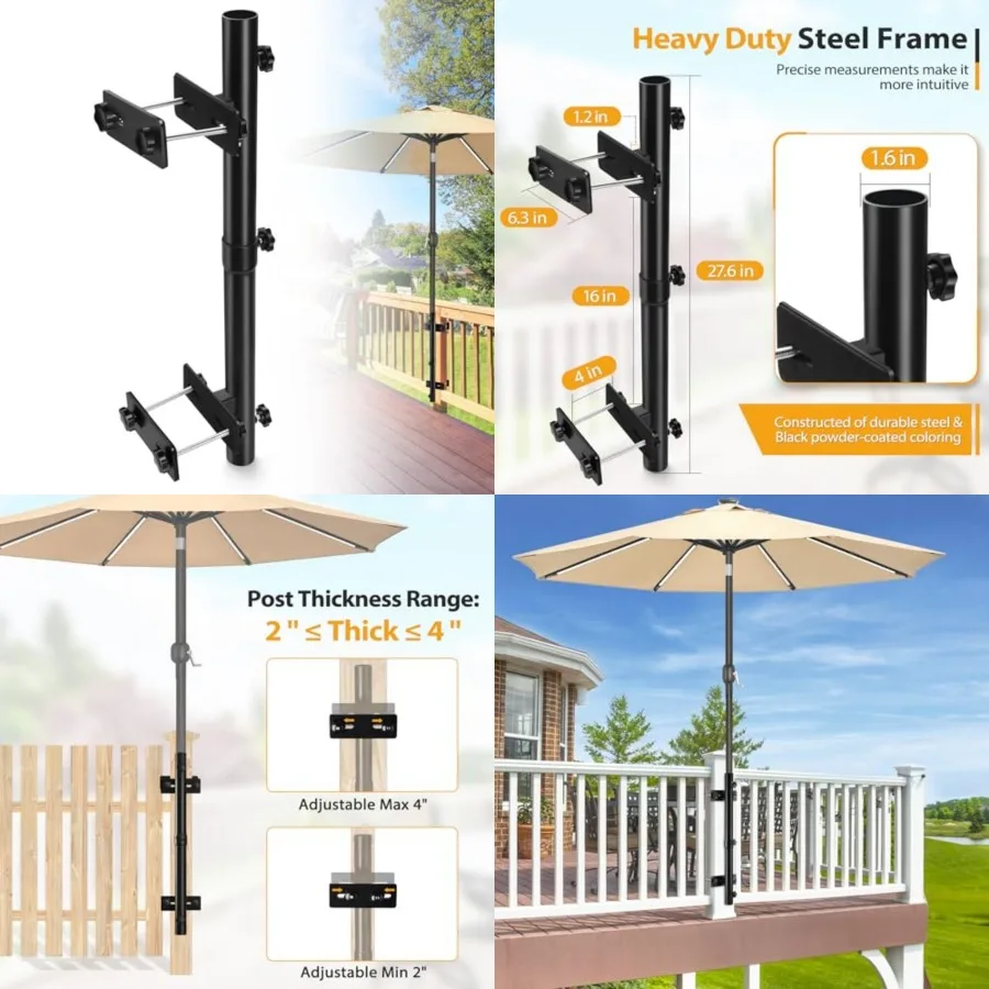 Patio Umbrella Holder for Deck Railing, Adjustable Deck Umbrella Mount Outdoor, Attachable to Railing Mounting Brackets - Upgra
Patio Umbrella Holder for Deck Railing, Adjustable Deck Umbrella Mount Outdoor, Attachable to Railing Mounting Brackets - Upgra