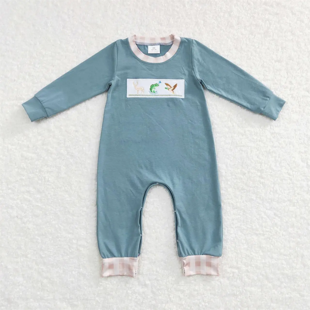 Wholesale Kids Toddler One-piece Newborn Coverall Bodysuit Jumpsuit Baby Boy Long Sleeves Fishing Ducks Cotton Embroidery Romper
Wholesale Kids Toddler One-piece Newborn Coverall Bodysuit Jumpsuit Baby Boy Long Sleeves Fishing Ducks Cotton Embroidery Romper