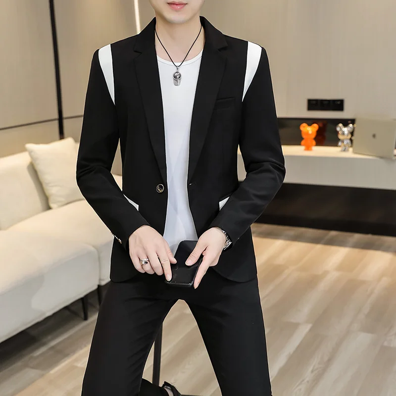 New men's matching color (suit + trousers) slim Korean version of small suit youth casual handsome west coat trend two-piece set
New men's matching color (suit + trousers) slim Korean version of small suit youth casual handsome west coat trend two-piece set