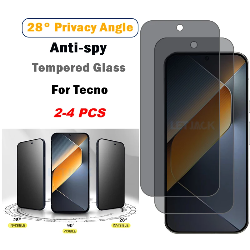 2-4Piece Anti-spy Privacy Tempered Glass for Tecno Pova 6 5 Pro 6 Neo 5G Screen Protector for Pop 9 8 7 6 Pro Protective Film 
2-4Piece Anti-spy Privacy Tempered Glass for Tecno Pova 6 5 Pro 6 Neo 5G Screen Protector for Pop 9 8 7 6 Pro Protective Film