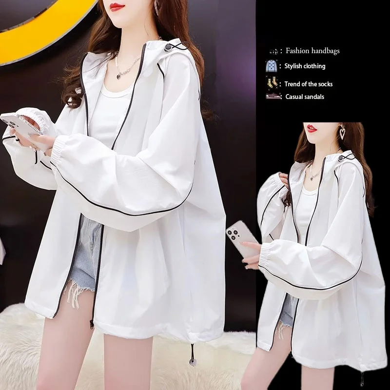 Women's Summer Thin Ice Silk Sun Protection Clothing Coat Korean Style Commute Long Sleeve Jacket Large Size Outerwear
Women's Summer Thin Ice Silk Sun Protection Clothing Coat Korean Style Commute Long Sleeve Jacket Large Size Outerwear