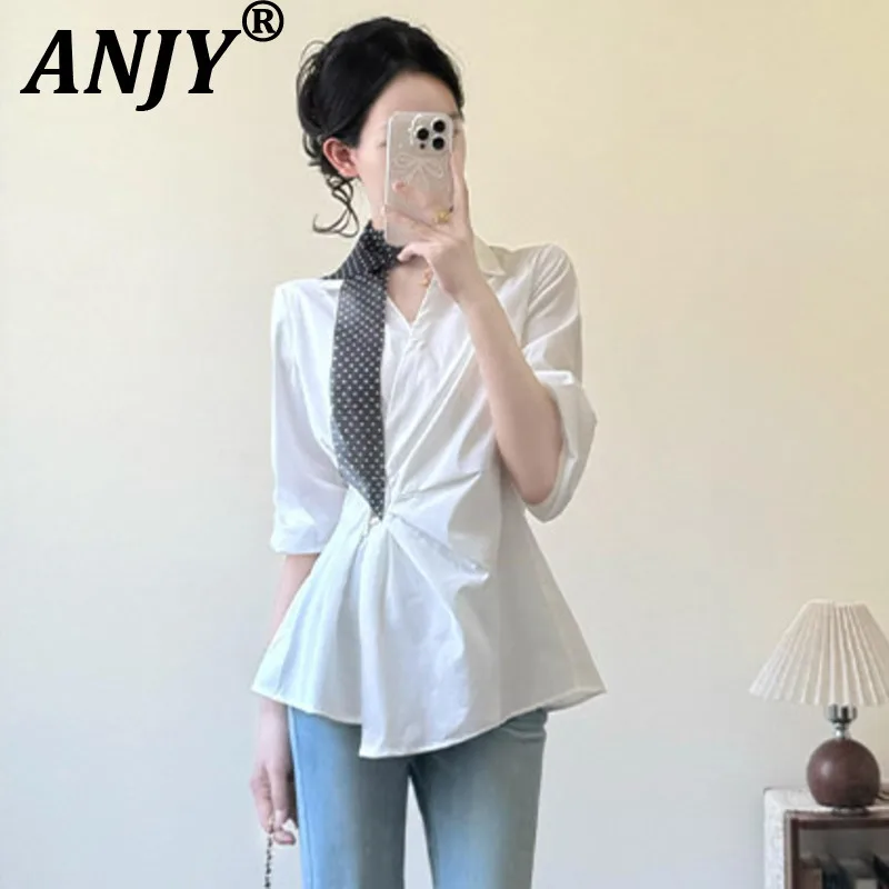 ANJY Elegant Office-Lady V-Neck White Shirt Women 2026 Spring Summer Sun-Protective Outerwear Stylish Waist-Cinching Tops A20102
ANJY Elegant Office-Lady V-Neck White Shirt Women 2026 Spring Summer Sun-Protective Outerwear Stylish Waist-Cinching Tops A20102