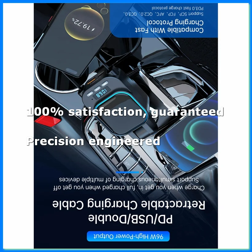 Retractable Car Charger 96W with Bluetooth Car Adapter, 4 in 1 Fast Charging, Radio Bluetooth 5.3 FM Transmitter for Car-ABWO
Retractable Car Charger 96W with Bluetooth Car Adapter, 4 in 1 Fast Charging, Radio Bluetooth 5.3 FM Transmitter for Car-ABWO