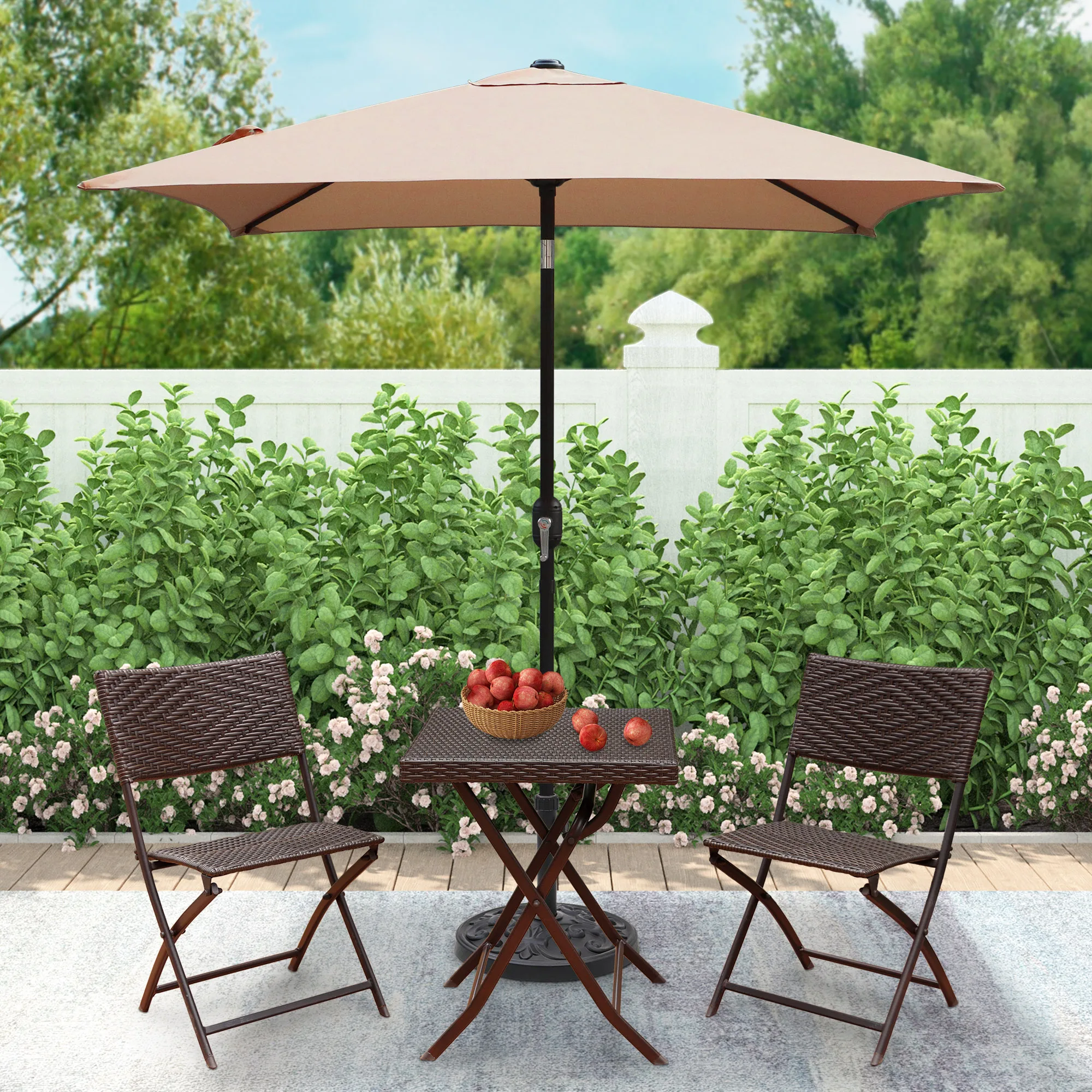 6.5FT Square Outdoor Patio Umbrella with Push Button Tilt and Crank Handle, Market Umbrella with 4 Sturdy Umbrella Ribs for Gard
6.5FT Square Outdoor Patio Umbrella with Push Button Tilt and Crank Handle, Market Umbrella with 4 Sturdy Umbrella Ribs for Gard