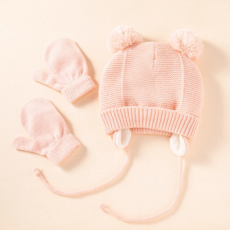 Baby Knitted Hat Gloves Set Winter Warm Kids Ear Protection Cap Solid Color Woolen Toddler Mittens 1-3Year Cute Pompom Beanies
Baby Knitted Hat Gloves Set Winter Warm Kids Ear Protection Cap Solid Color Woolen Toddler Mittens 1-3Year Cute Pompom Beanies