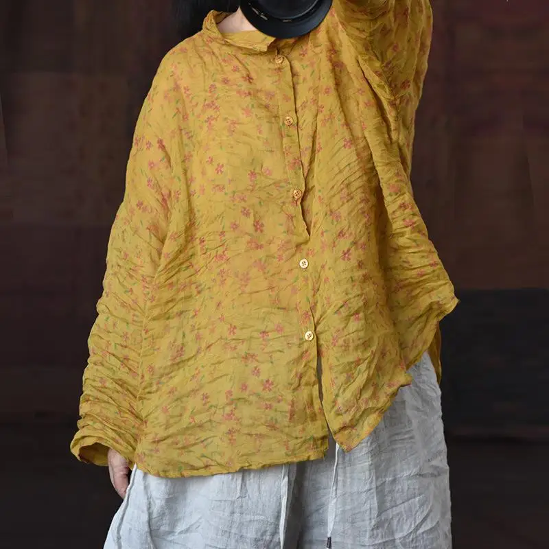 Spring Summer Arts Style Women Long Sleeve Pile Collar Loose Casual Shirts Vintage Print Linen Single Breasted Blouse Tops 4313
Spring Summer Arts Style Women Long Sleeve Pile Collar Loose Casual Shirts Vintage Print Linen Single Breasted Blouse Tops 4313