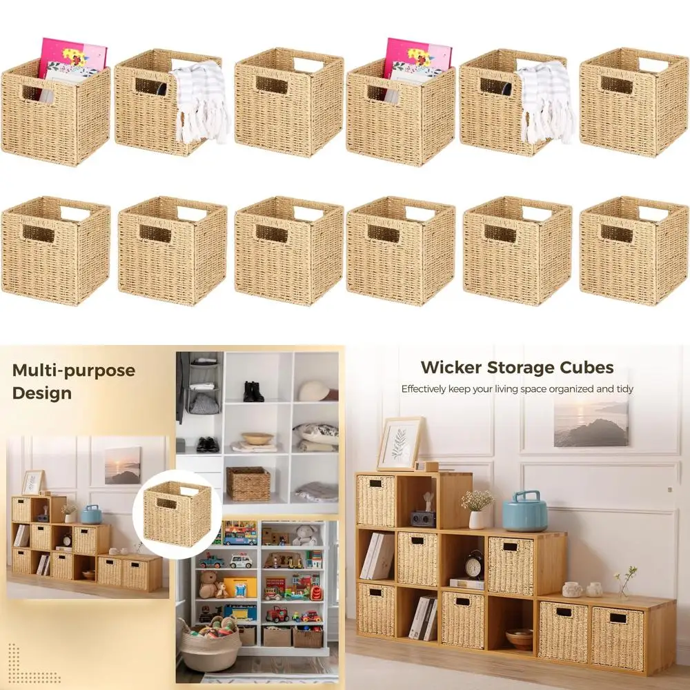 8,7-дюймовые плетеные кубики для хранения с ручками — складные корзины из бумажной веревки для полок и шкафов
8,7-дюймовые плетеные кубики для хранения с ручками — складные корзины из бумажной веревки для полок и шкафов
