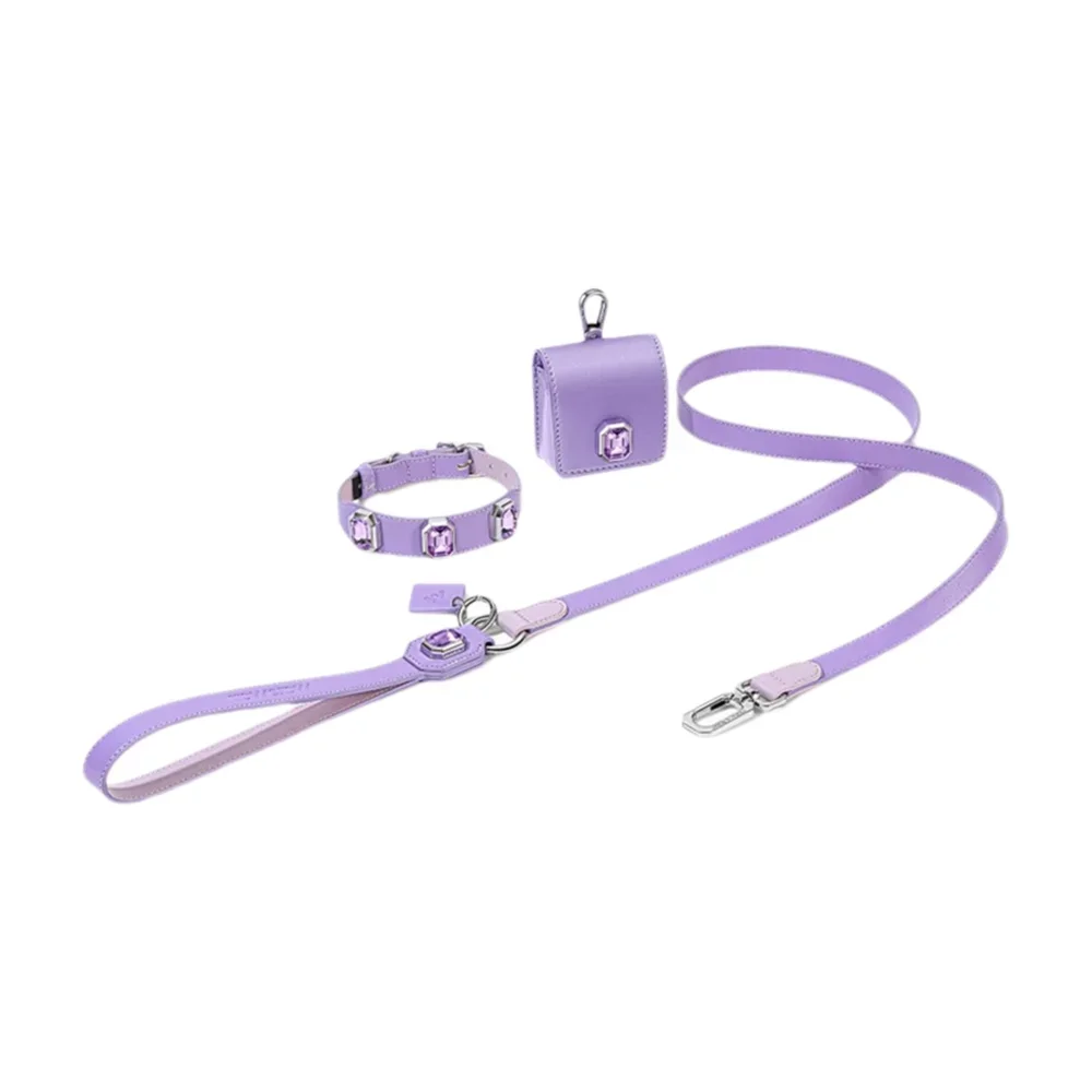 Luxury Pet Collar Leash Set for Small Dogs And Cats Purple with Large Sparkling Diamonds Pet Product Supplier
Luxury Pet Collar Leash Set for Small Dogs And Cats Purple with Large Sparkling Diamonds Pet Product Supplier
