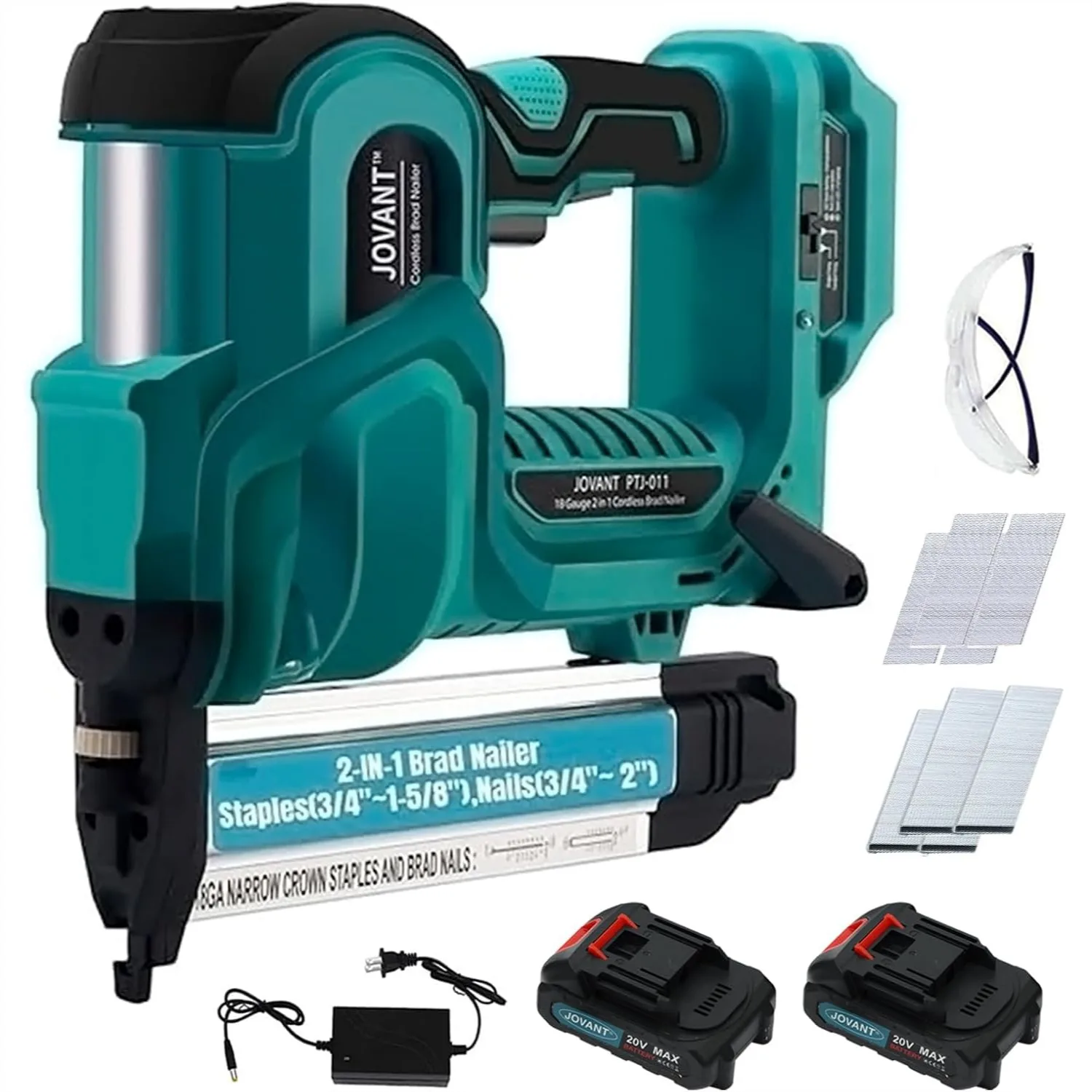 18 Gauge Cordless Brad Nailer with 800 Nails & Staples, 2-in-1 Nail Gun with 2 Batteries for Woodworking
18 Gauge Cordless Brad Nailer with 800 Nails & Staples, 2-in-1 Nail Gun with 2 Batteries for Woodworking