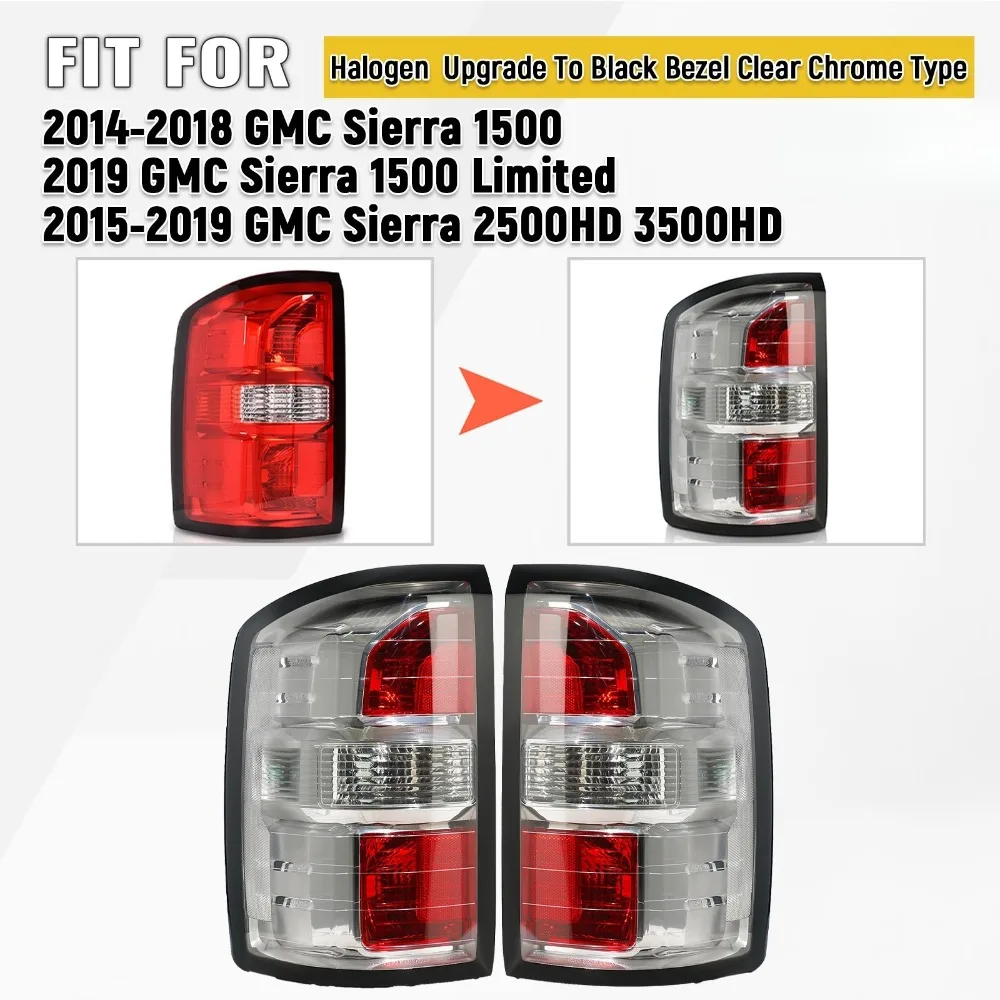 Halogen Upgrade Chrome Tail Light For 2014-2018 GMC Sierra 1500 Left +Right Pair
Halogen Upgrade Chrome Tail Light For 2014-2018 GMC Sierra 1500 Left +Right Pair