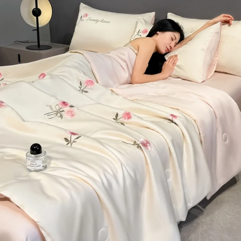 1pc Silky Touch Breathable Summer Blanket Washed Ice Silk Quilt Or 4pc Exquisite Embroidery Cool Smooth Comforter+Bed Sheet Set
1pc Silky Touch Breathable Summer Blanket Washed Ice Silk Quilt Or 4pc Exquisite Embroidery Cool Smooth Comforter+Bed Sheet Set