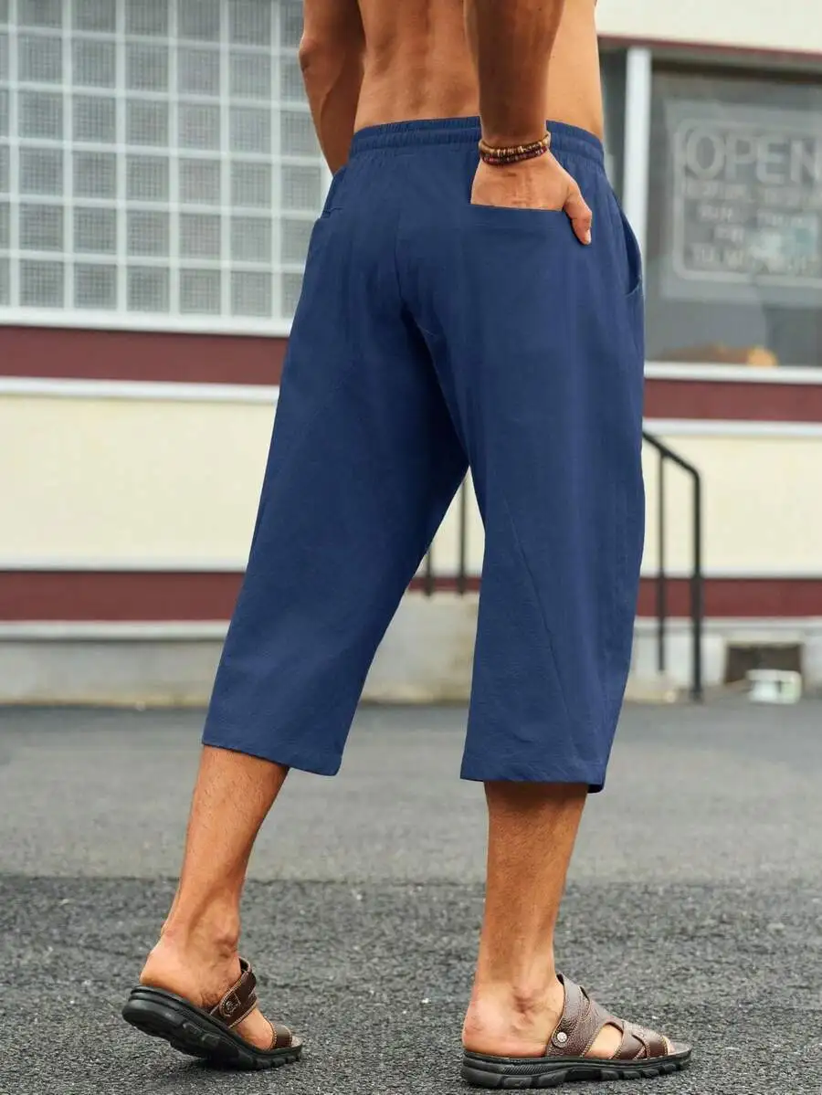 Mens Cotton Capri Pants Elastic Waist Drawstring Loose Wide Leg Casual Trousers With Pockets
Mens Cotton Capri Pants Elastic Waist Drawstring Loose Wide Leg Casual Trousers With Pockets