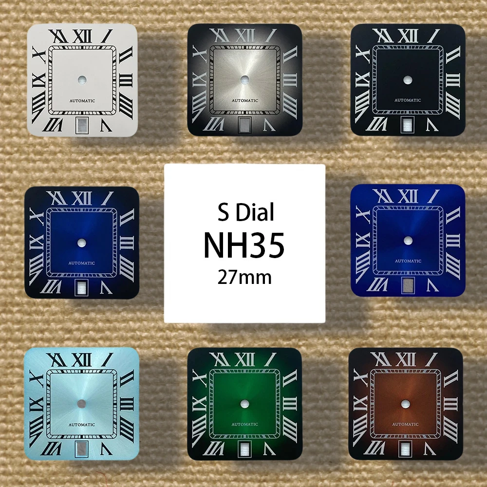 27mm S Logo Square Rome Dial Fit NH35/NH36/4R/7S Automatic Movement Fit 6 O'clock Watch Modification Accessories 3/3.8/4O'clock
27mm S Logo Square Rome Dial Fit NH35/NH36/4R/7S Automatic Movement Fit 6 O'clock Watch Modification Accessories 3/3.8/4O'clock