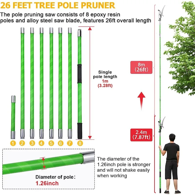 8M High Altitude Branch Trimmer Garden Tool Expansion Combination Rod Professional Branch Pruning Saw Scissors Manual Tools
8M High Altitude Branch Trimmer Garden Tool Expansion Combination Rod Professional Branch Pruning Saw Scissors Manual Tools
