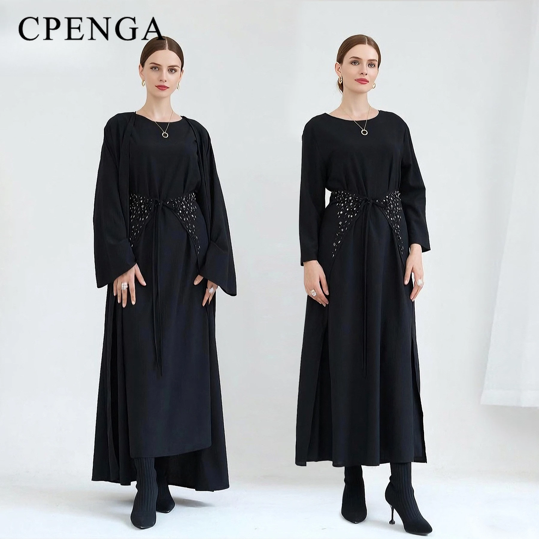 Ramadan Three-Piece Islamic Clothing Set for Women Elegant Muslim Modest Black Abaya Dress with Hijab Outfit Turkey Kaftan Robe
Ramadan Three-Piece Islamic Clothing Set for Women Elegant Muslim Modest Black Abaya Dress with Hijab Outfit Turkey Kaftan Robe