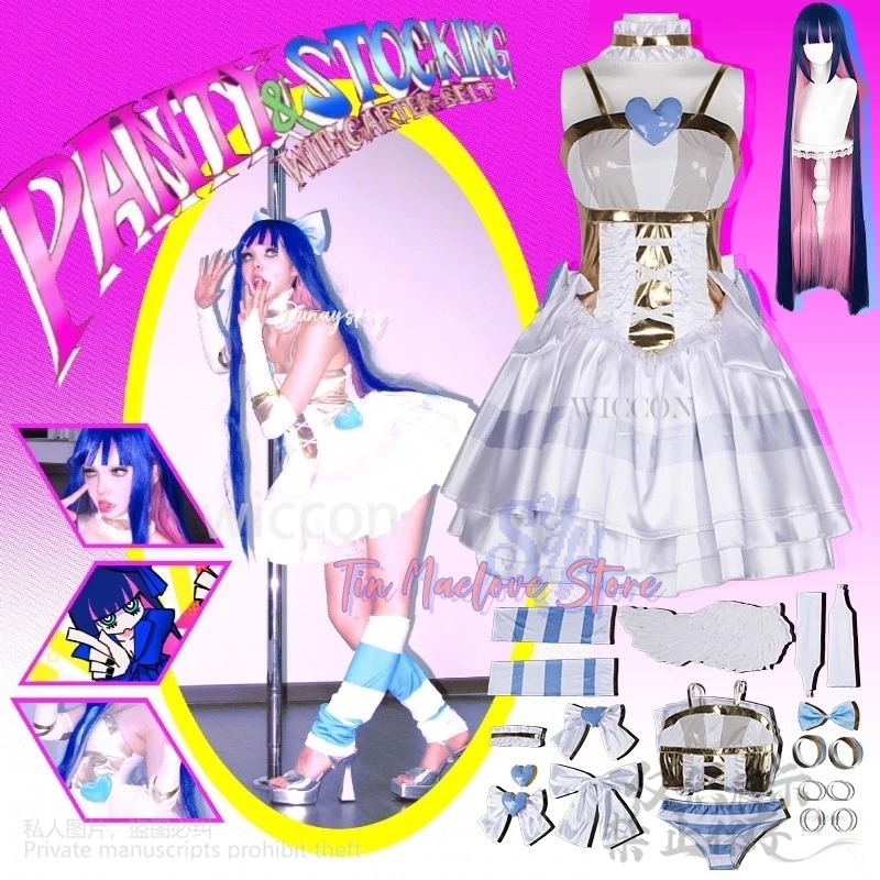 Anime Panty & Stocking Anarchy With Garterbelt Cosplay Lovely Japanese Angel Dress Kawaii Aqua Lolita Wings Heart Halloween Cos
Anime Panty & Stocking Anarchy With Garterbelt Cosplay Lovely Japanese Angel Dress Kawaii Aqua Lolita Wings Heart Halloween Cos