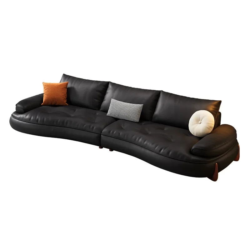 Retro sofa living room small apartment light luxury modern big seat deep piano keys curved black leather sofa
Retro sofa living room small apartment light luxury modern big seat deep piano keys curved black leather sofa