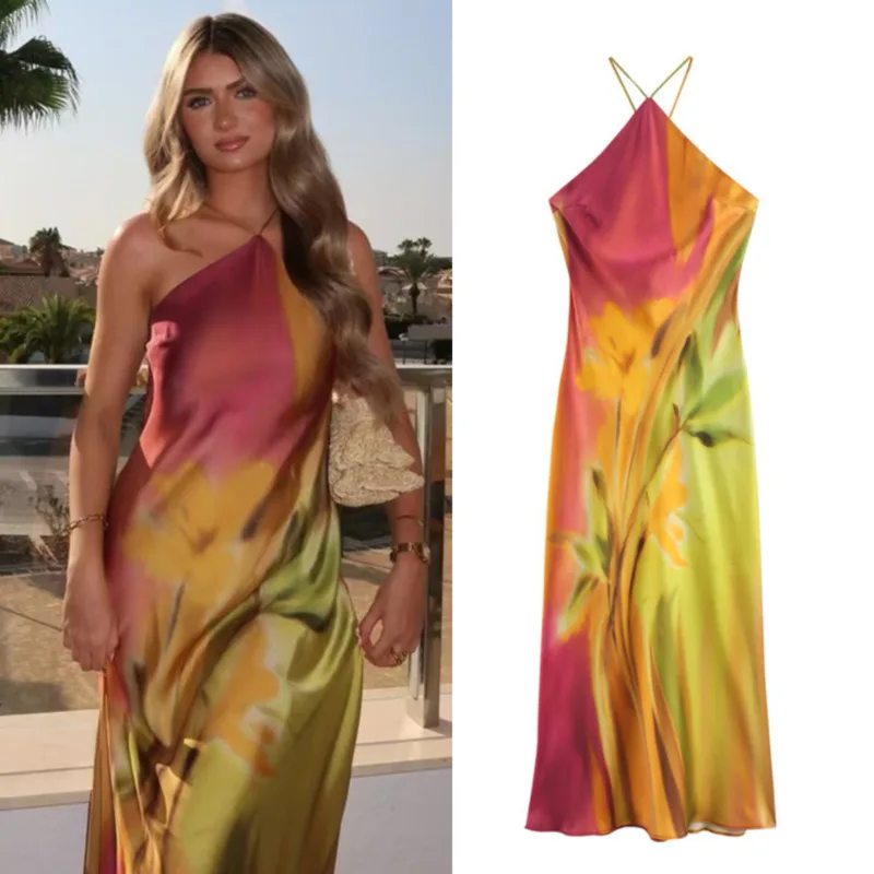 Retro Fashion Halter Tie-Dye Dress Women Slim Fit Bag Hip Print Sleeveless Hanging Neck Long Dress 2024 Elegant Satin Party Robe
Retro Fashion Halter Tie-Dye Dress Women Slim Fit Bag Hip Print Sleeveless Hanging Neck Long Dress 2024 Elegant Satin Party Robe
