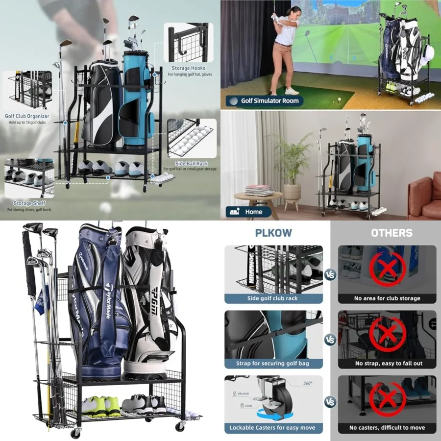Golf Bag Storage Garage Organizer, Extra Large Size Golf Bag Storage Stand and Golf Equipment Rack for Garage, Shed, Basement
Golf Bag Storage Garage Organizer, Extra Large Size Golf Bag Storage Stand and Golf Equipment Rack for Garage, Shed, Basement