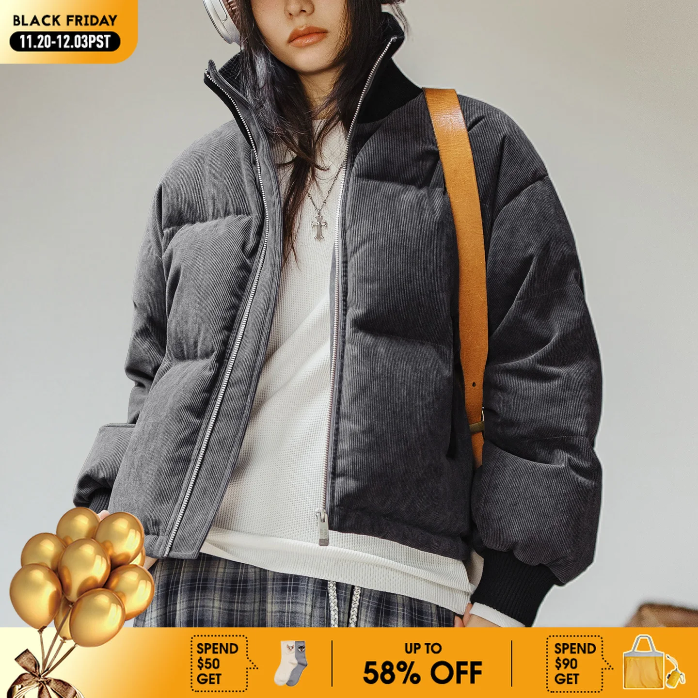 Maden Women Corduroy Down Jacket 90% Duck Down Warm Short Puffer Coat Knit Stand Collar Drawstring Hem Winter Thick Outerwear
Maden Women Corduroy Down Jacket 90% Duck Down Warm Short Puffer Coat Knit Stand Collar Drawstring Hem Winter Thick Outerwear