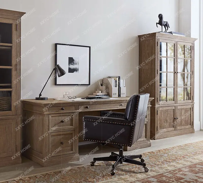 SSC North Oak Desk Solid Wood Retro Computer Desk With Drawers Writing Desk Combination
SSC North Oak Desk Solid Wood Retro Computer Desk With Drawers Writing Desk Combination