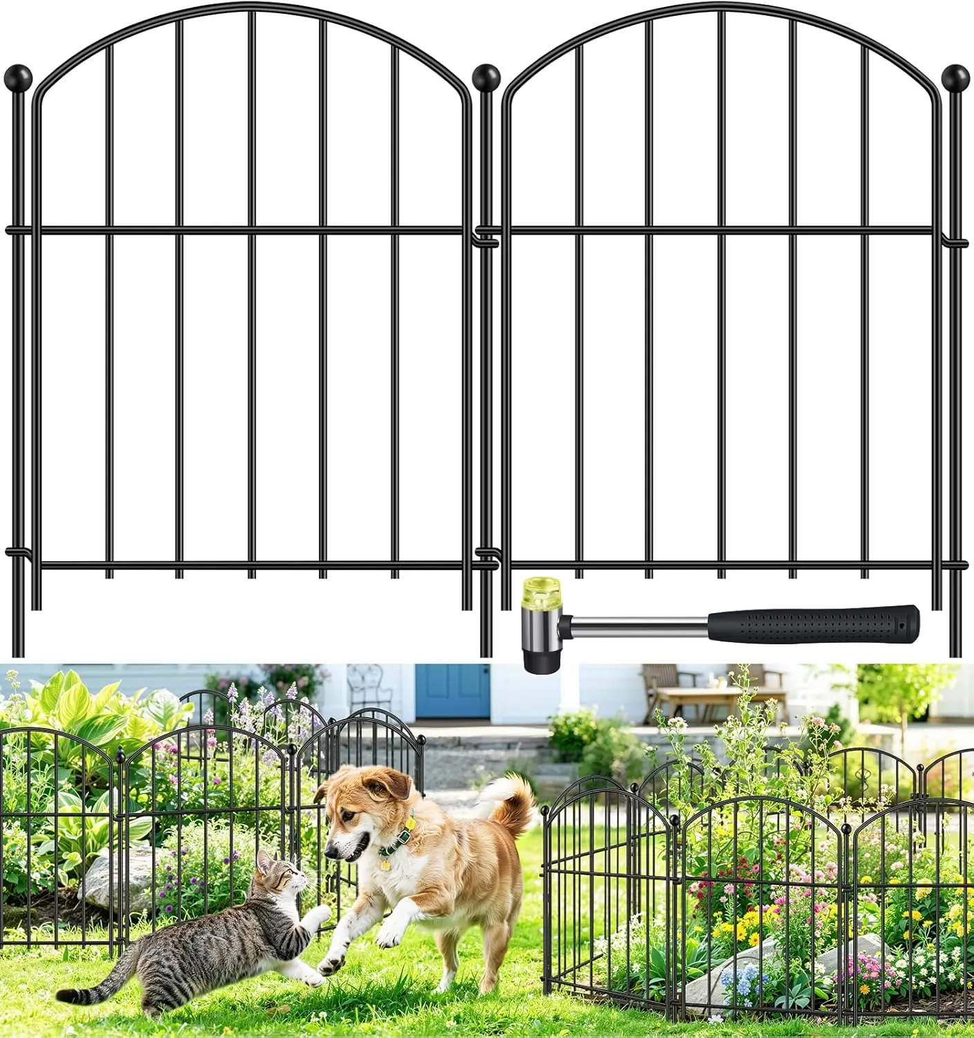 Decorative Garden Fence 16.5in x 30ft, Rustproof Metal Animal Barrier for Flower Beds and Rabbit Protection
Decorative Garden Fence 16.5in x 30ft, Rustproof Metal Animal Barrier for Flower Beds and Rabbit Protection