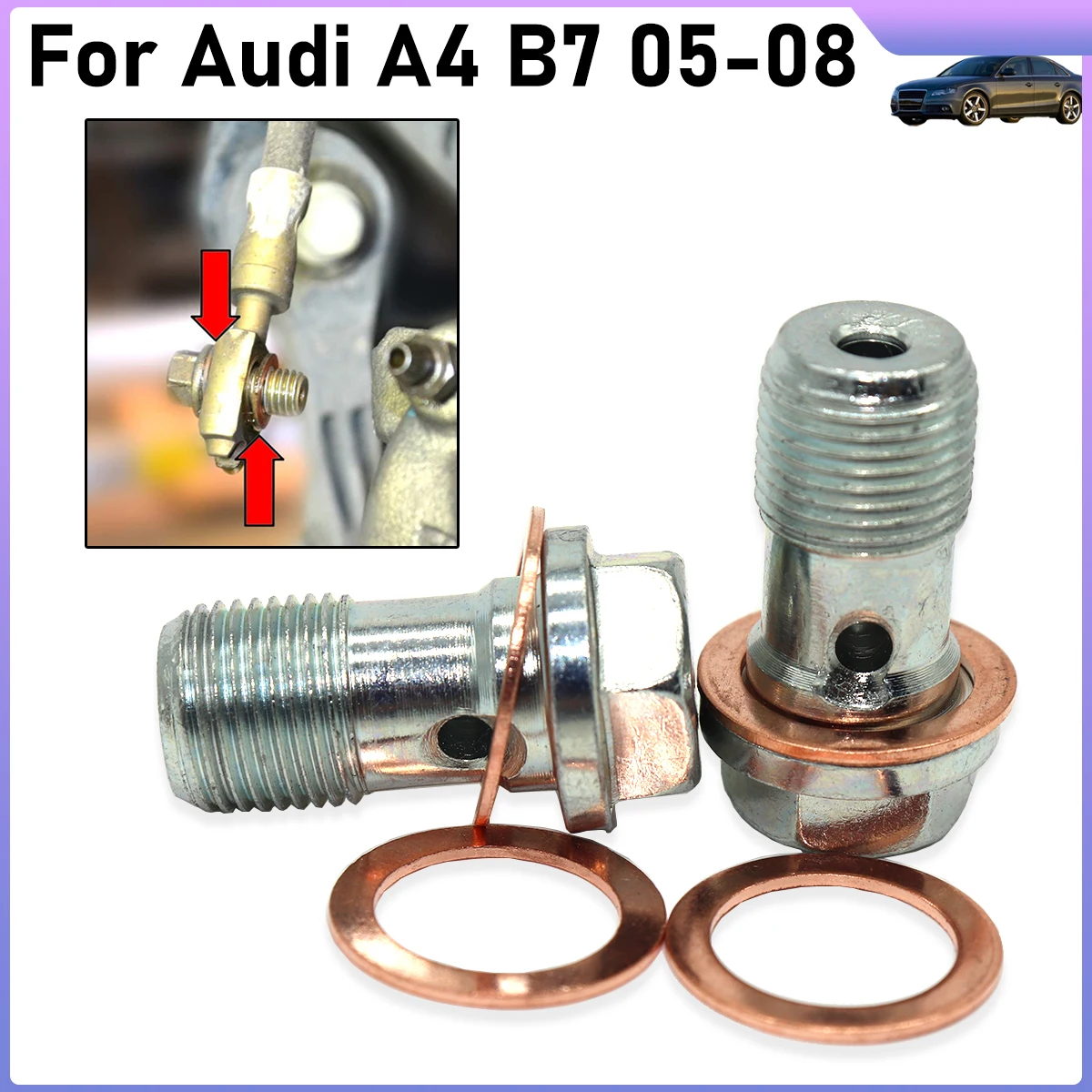 Rear Left Right Brake Caliper Hose Lines Banjo Fittings Bolts Copper Sealing Crush Washers Replacement For Audi A4 B7 2005-2008
Rear Left Right Brake Caliper Hose Lines Banjo Fittings Bolts Copper Sealing Crush Washers Replacement For Audi A4 B7 2005-2008