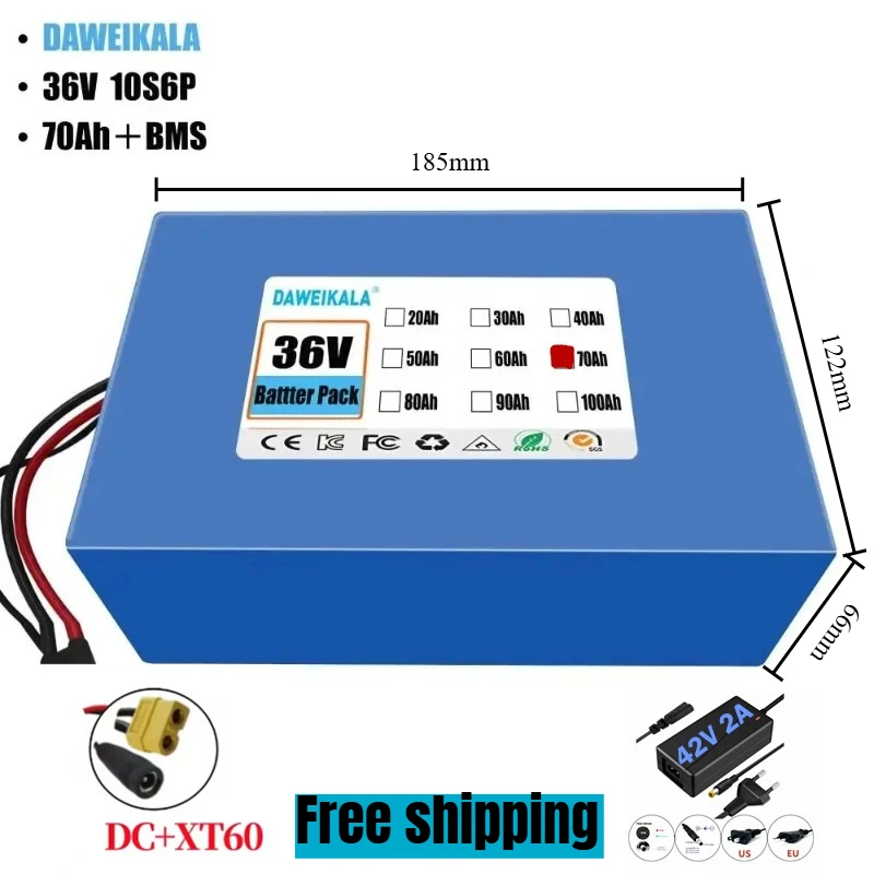 Daweikala 10S6P 36V 70Ah 36v Electric Scooter Battery Lithium Electric Scooter 800W Electric Scooter Battery 36v 10s6p Battery
Daweikala 10S6P 36V 70Ah 36v Electric Scooter Battery Lithium Electric Scooter 800W Electric Scooter Battery 36v 10s6p Battery