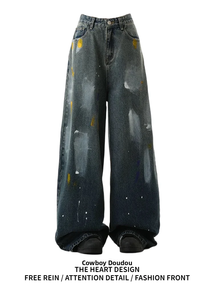 Loose Fit High Waist Denim Jeans Women's fiti Design Casual Versatile Straight Leg Jeans American Retro Sle
Loose Fit High Waist Denim Jeans Women's fiti Design Casual Versatile Straight Leg Jeans American Retro Sle