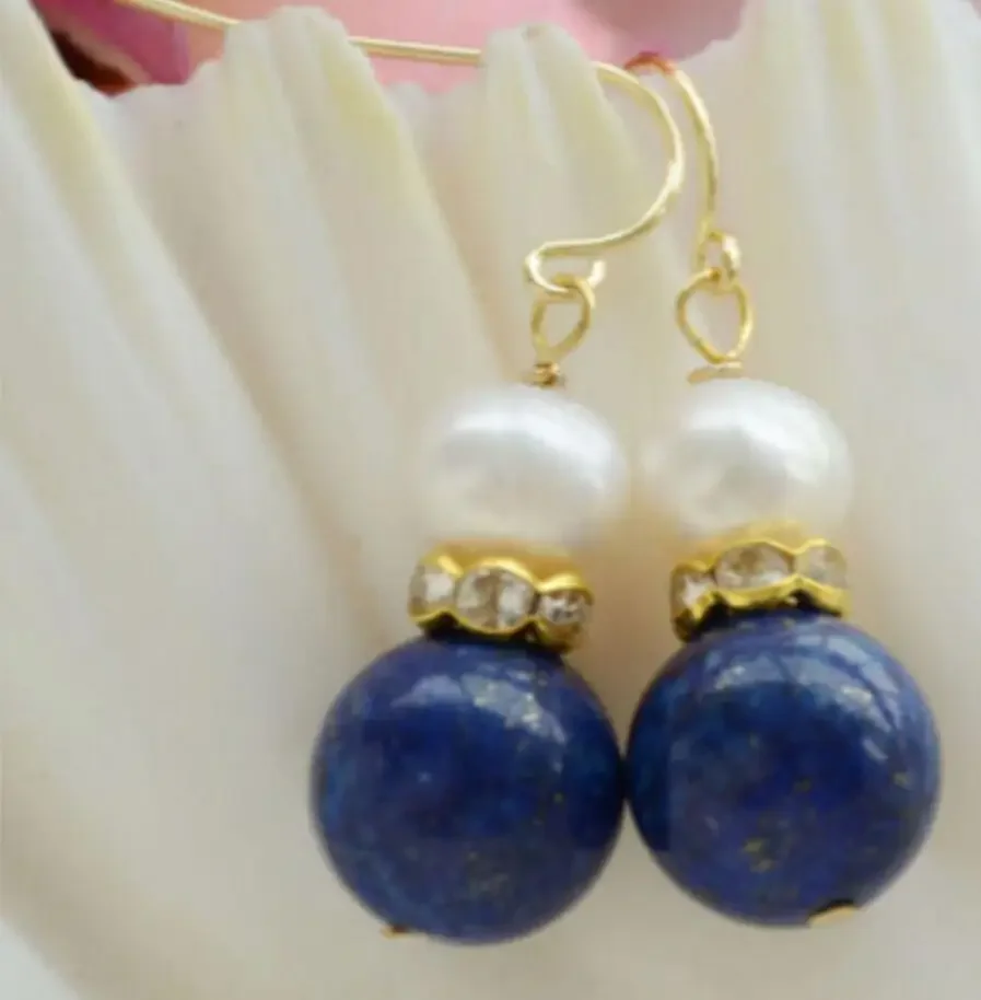 12mm lapis lazuli 8mm white round PEARL DANGLE EARRING
12mm lapis lazuli 8mm white round PEARL DANGLE EARRING