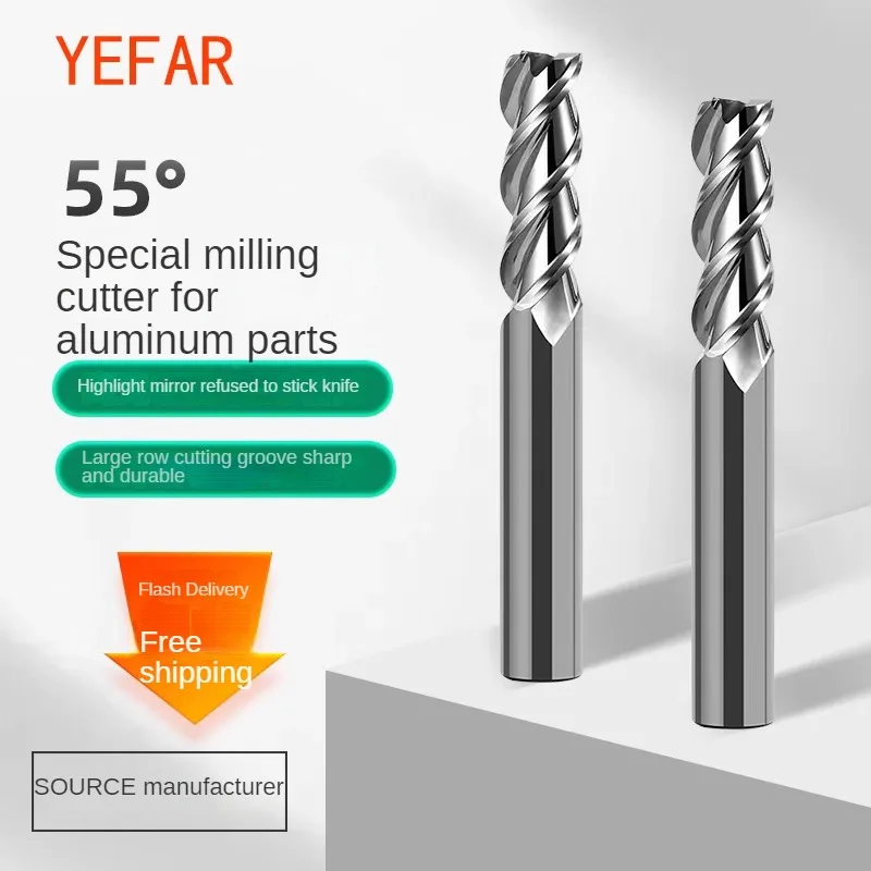 55 degree aluminum alloy special milling cutter, 3-tooth high bright finish sharp edge tungsten steel, extended milling cutter
55 degree aluminum alloy special milling cutter, 3-tooth high bright finish sharp edge tungsten steel, extended milling cutter
