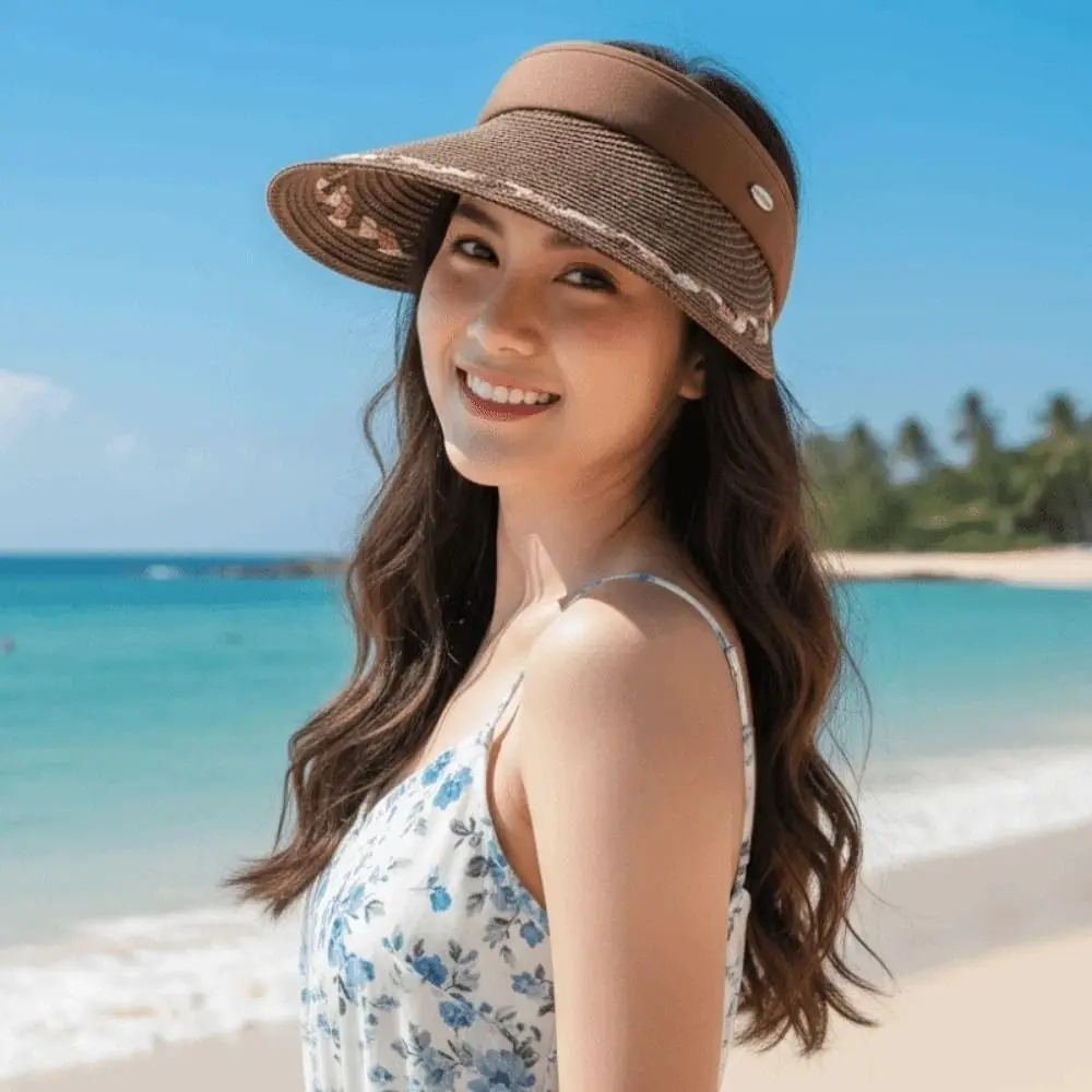 Women Portable Straw Visor Cap Breathable Solid Color Wide Brim Woven Cap Polyester Lightweight Sunscreen Empty Top Hat Vacation
Women Portable Straw Visor Cap Breathable Solid Color Wide Brim Woven Cap Polyester Lightweight Sunscreen Empty Top Hat Vacation